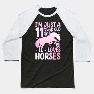 11th Birthday Horse Design for 11 Year Old Girls Baseball T-Shirt